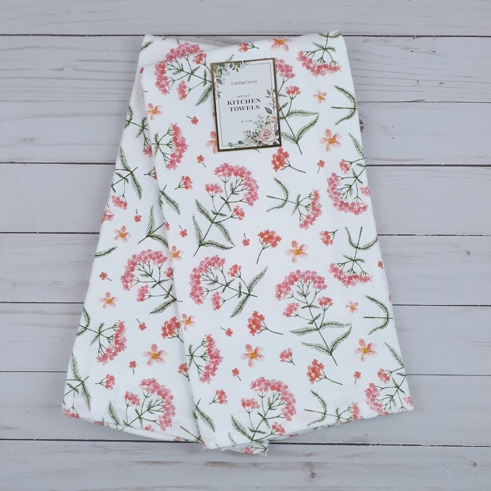 Cedarlane Kitchen Towels Towel Floral Flowers Set of 2 Dual Purpose 18x28